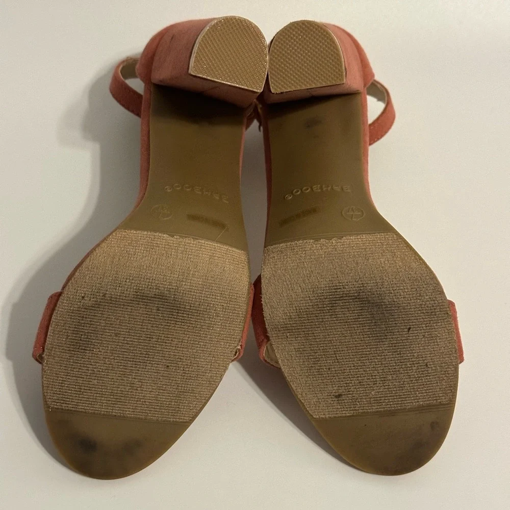 BAMBOO Women's Chunky Rose Suede Heel Sandal with Ankle Strap Size7 - Picture 6 of 6